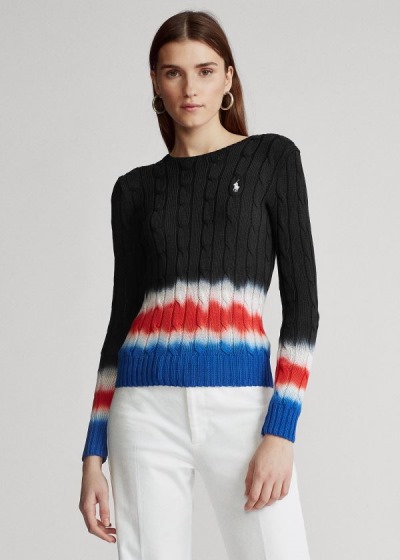 Sueter Polo Ralph Lauren Mujer Negros / Multicolor - Tie-Dye Cable-Knit - JWSFX5219